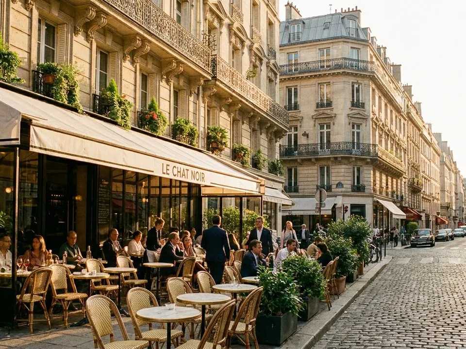 Terrasse de café dans le 8e arrondissement de Paris