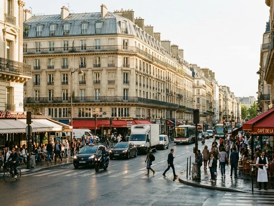 Boulevard animé du 8e arrondissement de Paris